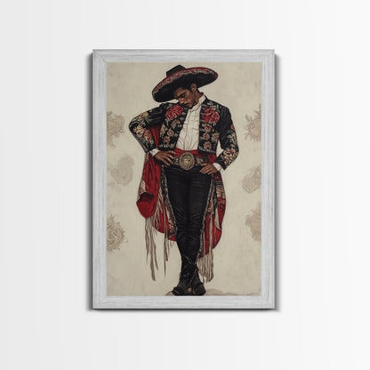 The Matador Oil Painting Canvas Print, Chicano Wall Art, Mexicano Decor, Mexican Inspired Wall Art