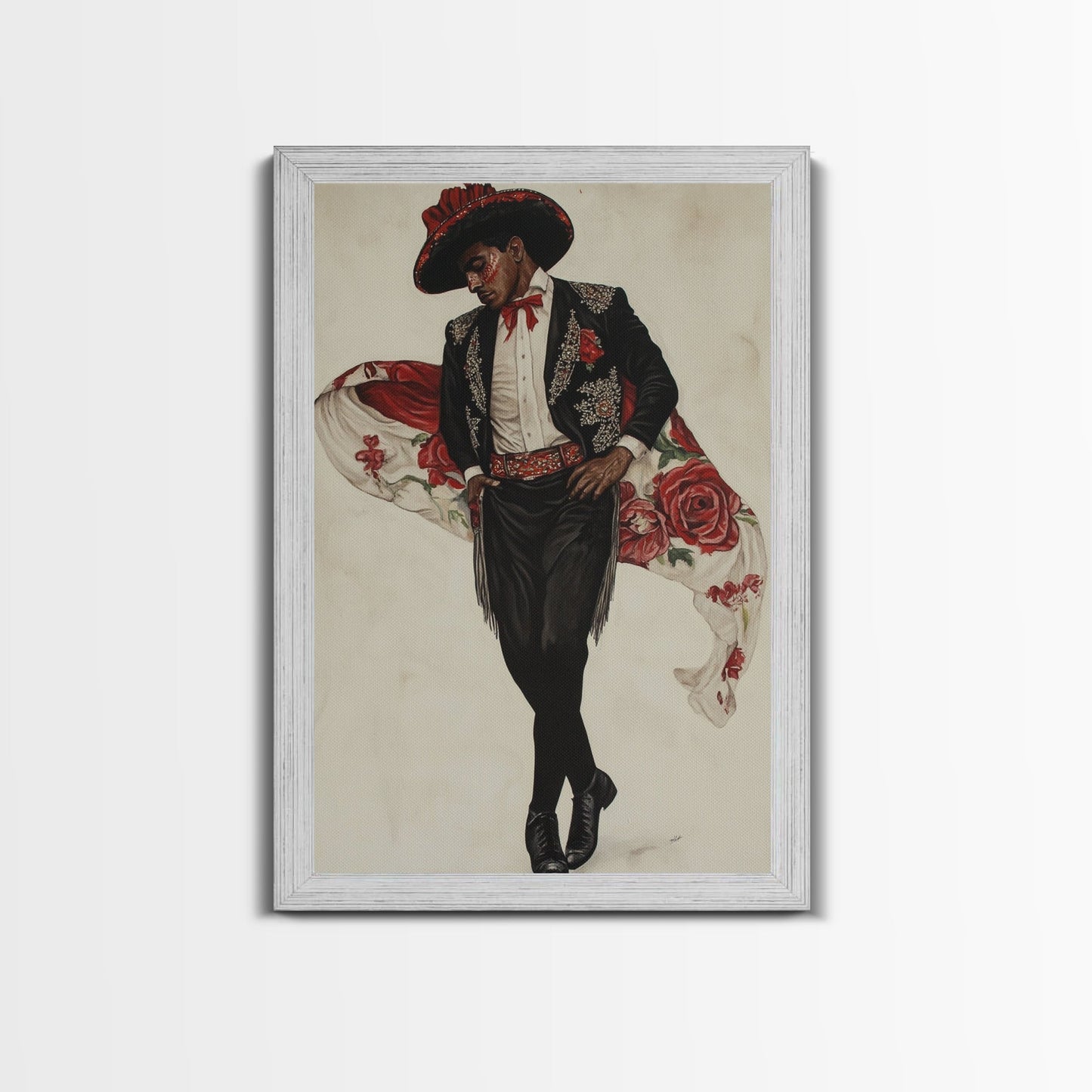 Spanish Toreador Framed Canvas Print, Impressionist Wall Art, Mexicano Wall Art, Spanish Decor, Spanish Wall Art, Cultural Decor