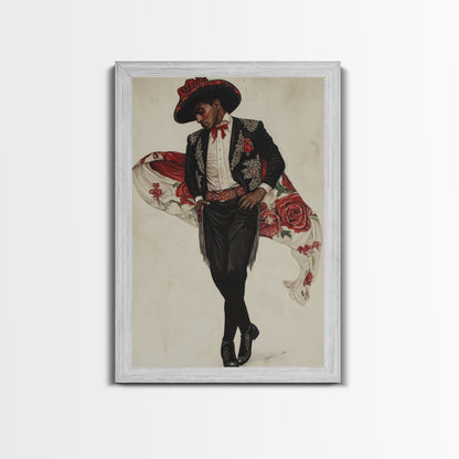 Spanish Toreador Framed Canvas Print, Impressionist Wall Art, Mexicano Wall Art, Spanish Decor, Spanish Wall Art, Cultural Decor