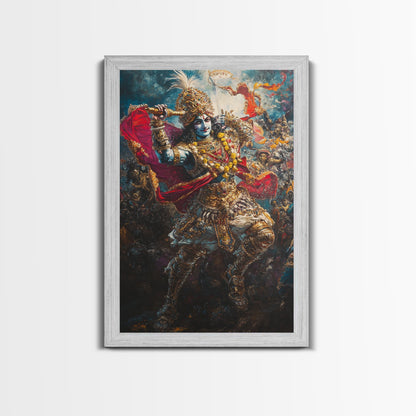 Krishna Wall Art, Radha Krishna Framed Canvas Print, Indian Hindu Wall Art