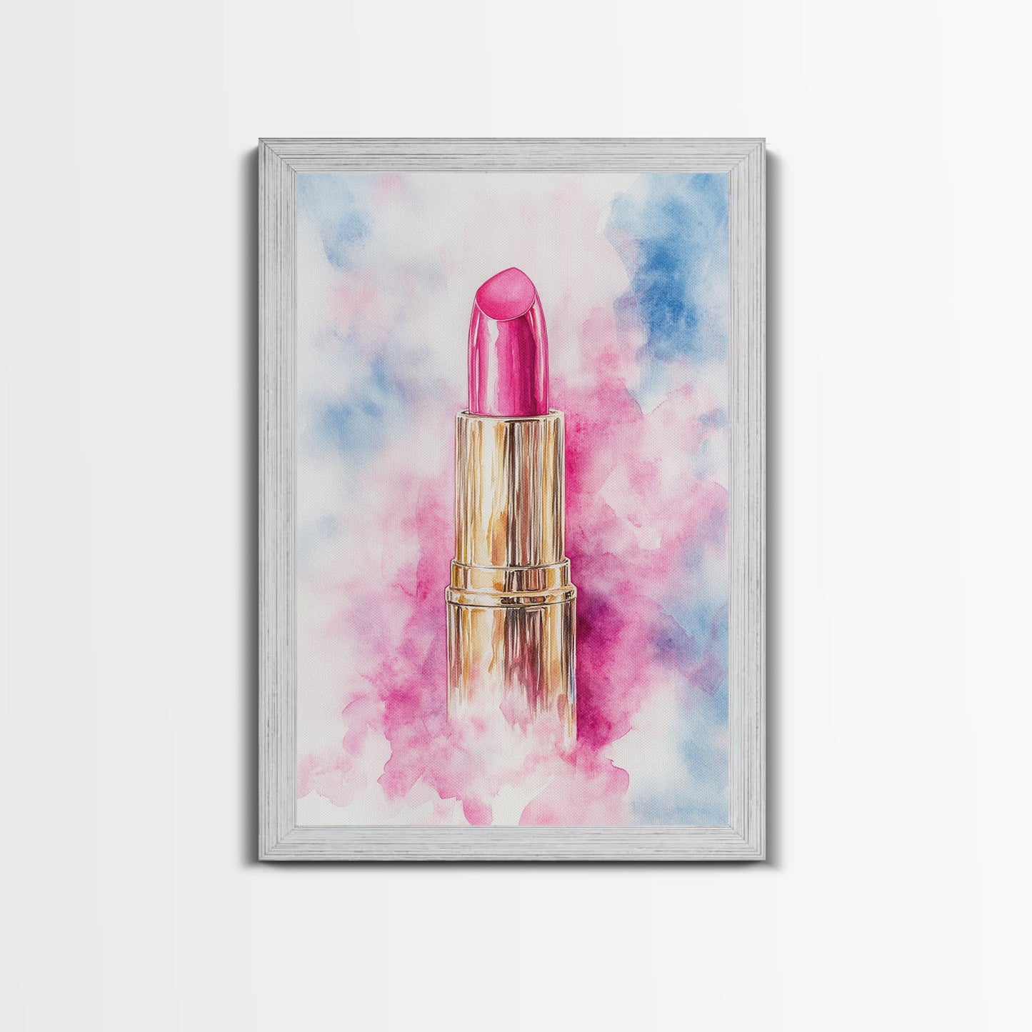 Pink Lipstick Framed Canvas Print, Preppy Dorm Room Decor, Makeup Wall Art, Girl's Dorm Room Wall Art, Preppy Art, Preppy Style Decor