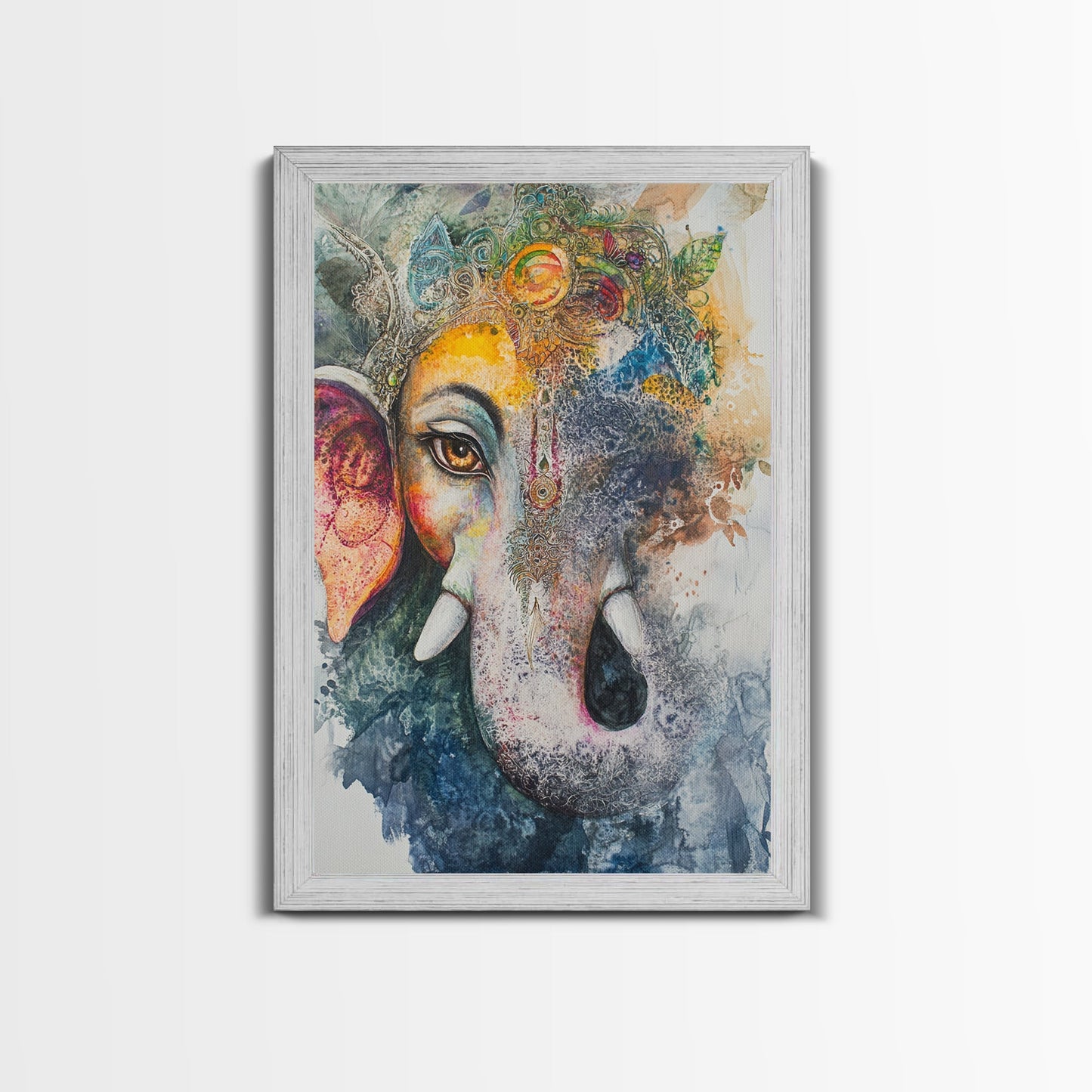 Ganesh Wall Art, Ganesha Painting Print, Framed Canvas Print, Painting of Ganesha, Ganesh Art