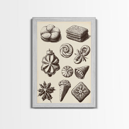 Cute Christmas Cookies Canvas Print - Framed Canvas - Minimalist Christmas Art - Boho Christmas Art - Rustic Christmas Art