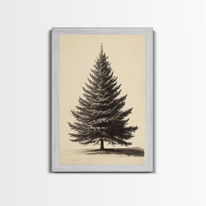 Vintage Christmas Tree Canvas Print - Framed Canvas - Minimalist Christmas Art - Boho Christmas Art - Rustic Christmas Art