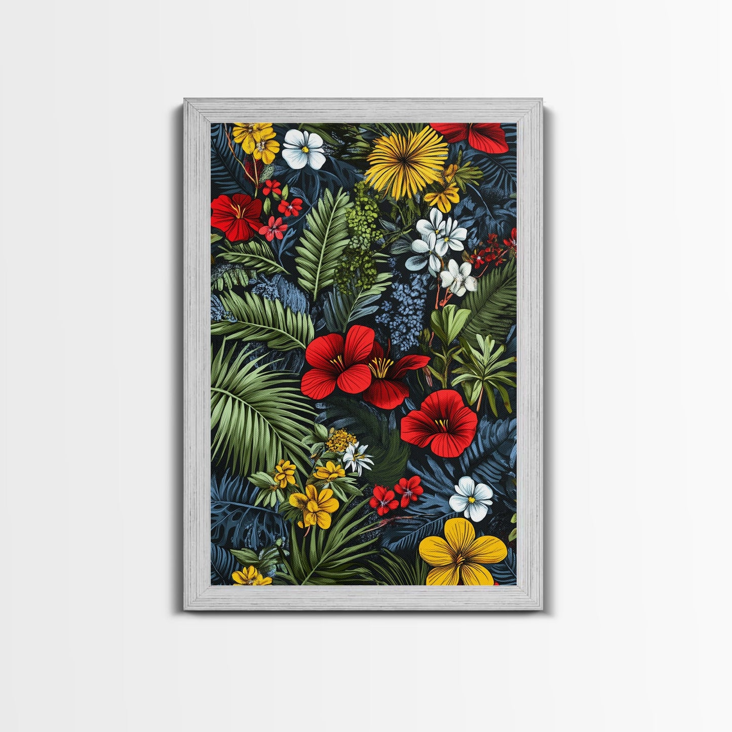Jungle Painting Canvas Print, Mid-Century Modern Wall Art, Retro Home Decor, Wood Framed Canvas, Home Decor, Office Decor Gift Idea