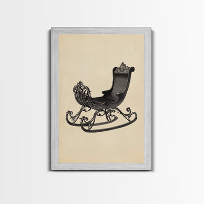 Christmas Sleigh Canvas Print - Framed Canvas - Minimalist Christmas Art - Boho Christmas Art - Rustic Christmas Art