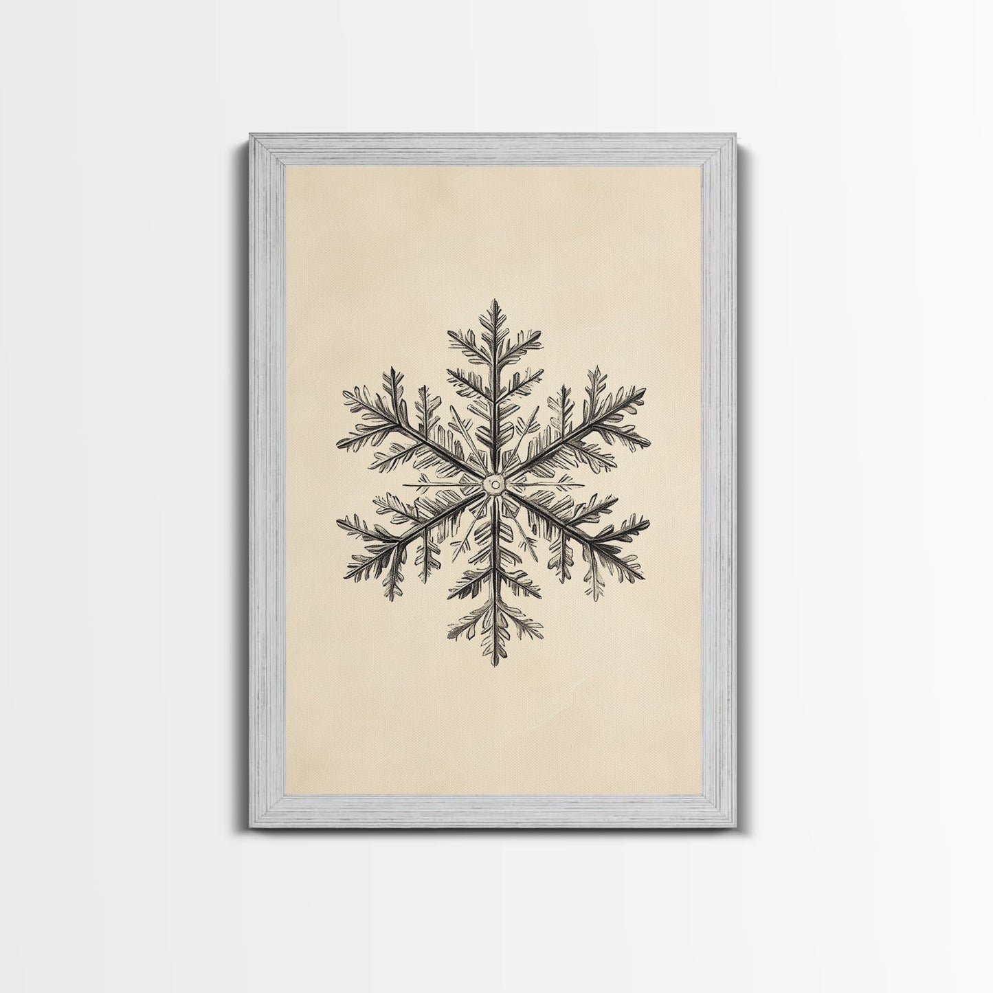 Drawing of a Snowflake Canvas Print - Framed Canvas - Minimalist Christmas Art - Boho Christmas Art - Rustic Christmas Art