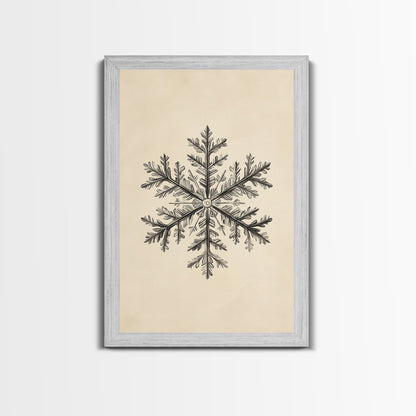Drawing of a Snowflake Canvas Print - Framed Canvas - Minimalist Christmas Art - Boho Christmas Art - Rustic Christmas Art
