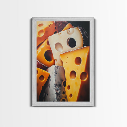 Kitchen Wall Art Painting of Cheese Canvas Print, Kitchen Decor, Modern Kitchen, Food Review Prop Decor