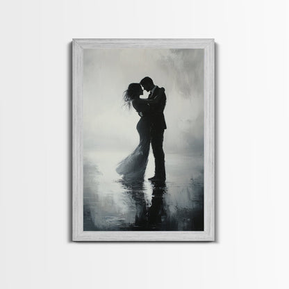Oil Painting Print Of a Couple Dancing, Wood Framed Wall Art, Wedding Gift Idea, Wedding Decoration, Couple Dancing Art, Couple Painting