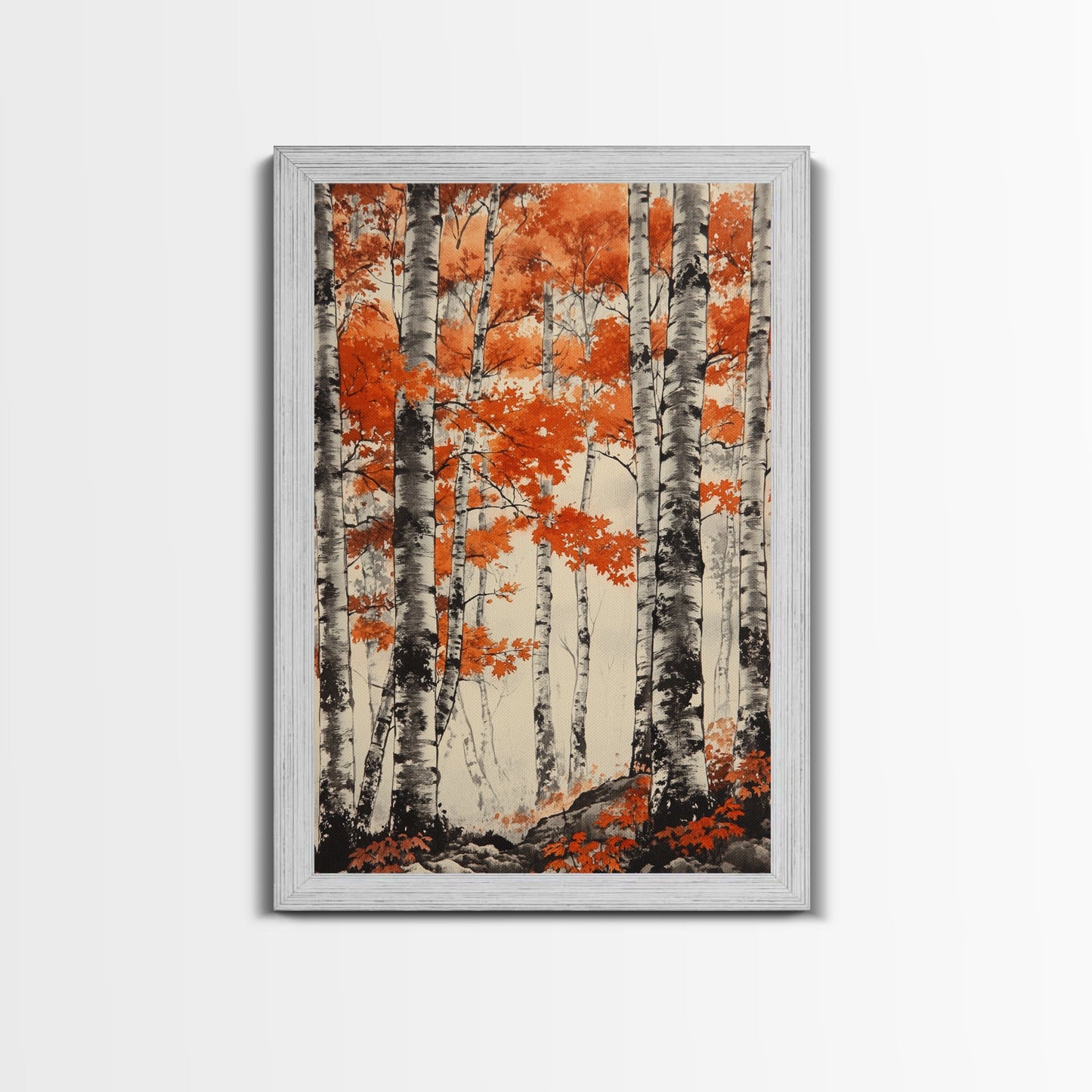 Birch Forest Art Print Autumn Aspen Trees Wall Art Birches Canvas Print Watercolor Landscape Colorado Art Neutral Fall Forest Painting