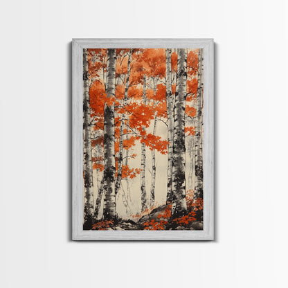 Birch Forest Art Print Autumn Aspen Trees Wall Art Birches Canvas Print Watercolor Landscape Colorado Art Neutral Fall Forest Painting