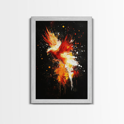 Phoenix In Flames, Retribution, Framed Canvas Print, The Phoenix, Framed Wall Art, Original Painting Phoenix, Punk Art, Graffiti Art