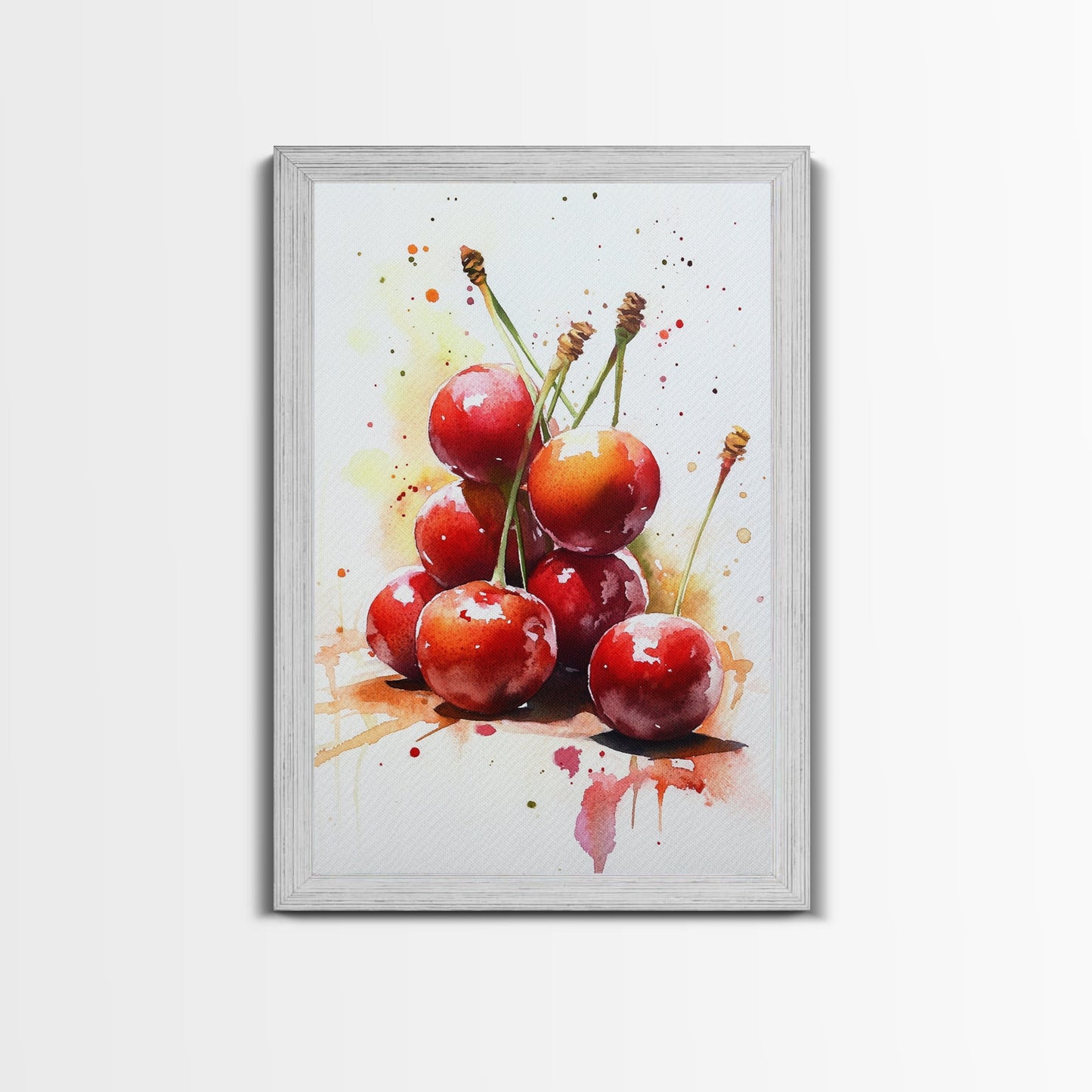 Cherry Wall Art Canvas Print, Cherry Painting, Kitchen Food Decor, Kitchen Wall Art, Original Cherry Painting, Home Decor For Kitchen