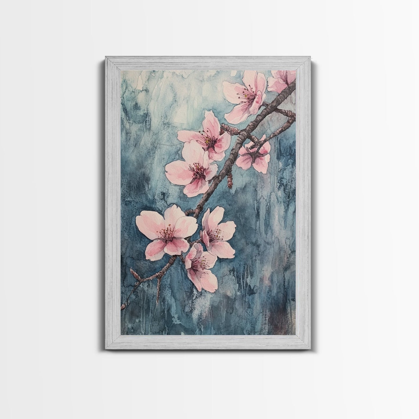 Home Decor Cherry Blossoms Wall Art, Cherry Blossom Art, Large Gallery Wrapped Canvas, Ready To Hang Aesthetic Decor, Cherry Blossom Art