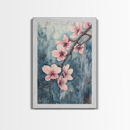 Home Decor Cherry Blossoms Wall Art, Cherry Blossom Art, Large Gallery Wrapped Canvas, Ready To Hang Aesthetic Decor, Cherry Blossom Art