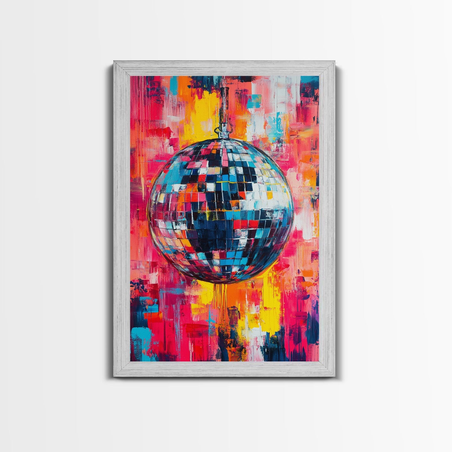 Graffiti Abstract Disco Ball Painting Print, Disco Ball Canvas Print, Rainbow Disco Ball, Pop Art Disco Ball Wall Art For Living Room