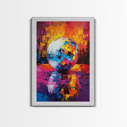 Reflections of a Disco Ball, Framed Canvas Print, Disco Ball Poster, Disco Ball Painting, Disco Ball Wall Art, Dance Studio Decor