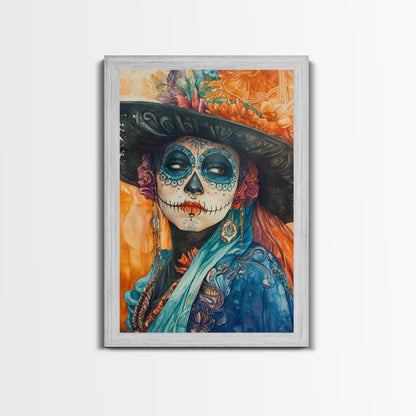 Chicano Art Framed Canvas Print, Day of the Dead / Dia De Los Muertos Wall Art, Mexicano Decor, Mexicano Wall Art, Southwestern Wall Art