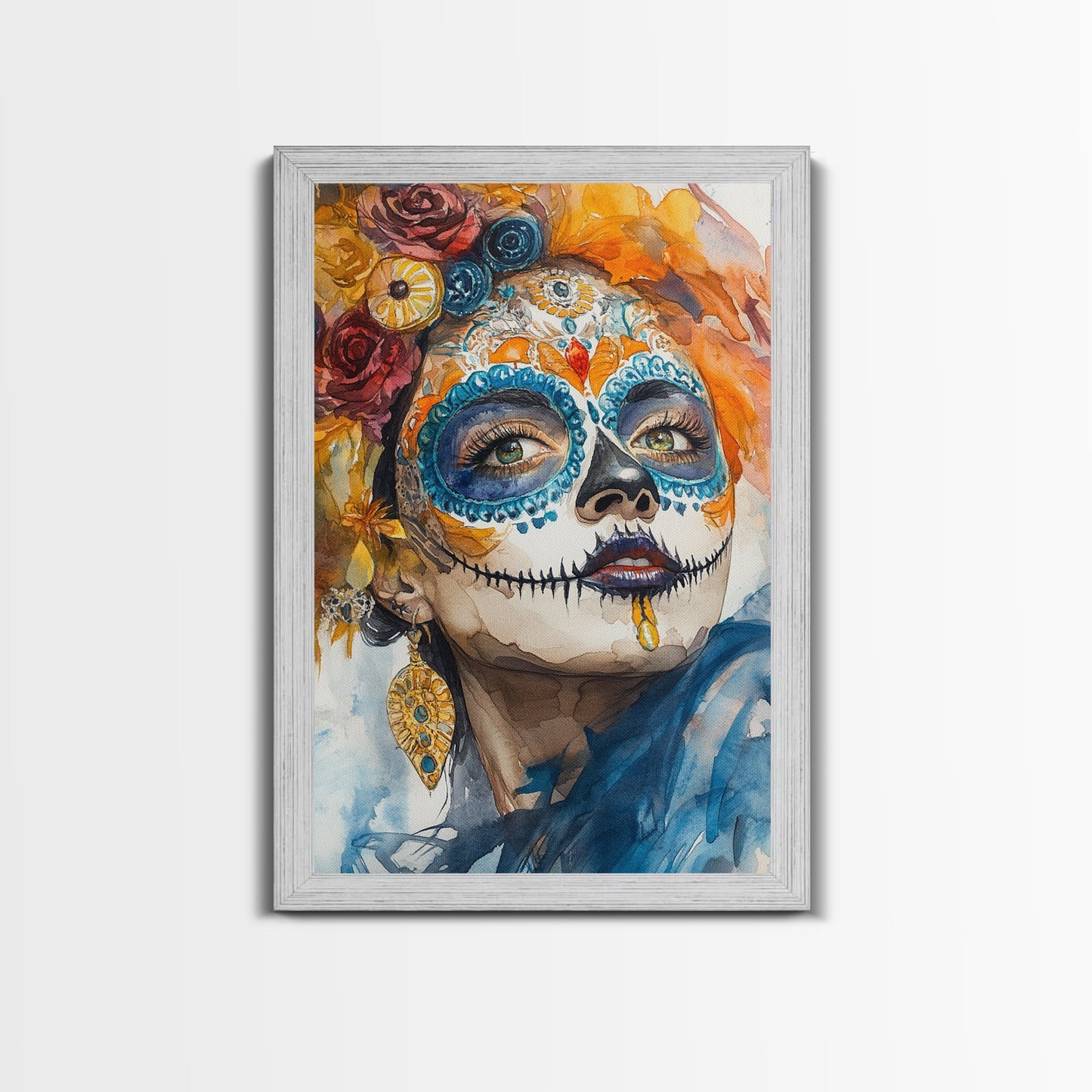 Chicano Art Framed Canvas Print, Day of the Dead / Dia De Los Muertos Wall Art, Mexicano Decor, Mexicano Wall Art, Senora Portrait