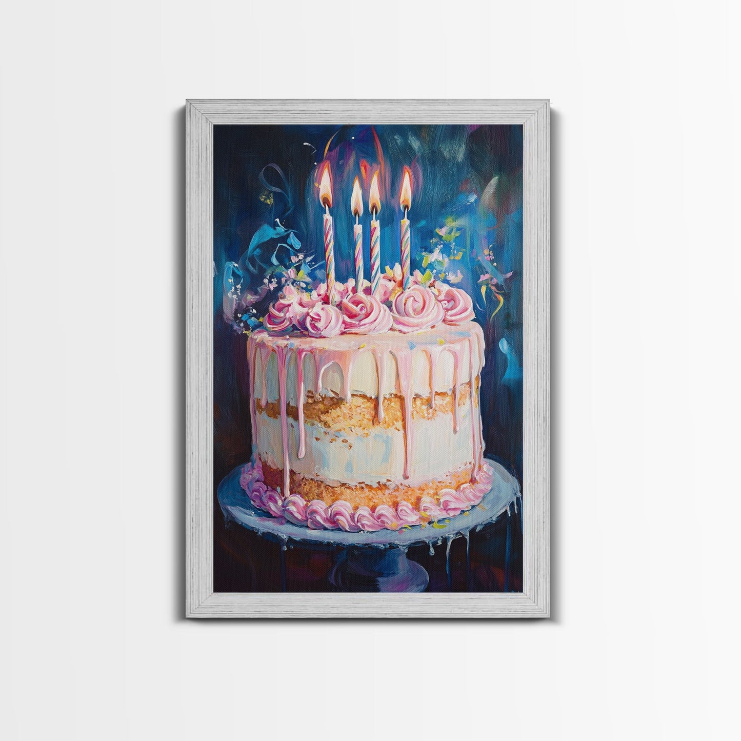 The Birthday Cake, Abstract Canvas Print Oil Painting Of a Birthday Cake, Kitchen Decor, Food Review Kitchen Art, Dining Room Art