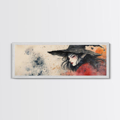 Panoramic Portrait of a Witch - Wabi Sabi Halloween Mashup - Halloween Decor - Witchy Wall Art - Witch Painting - Witch Art