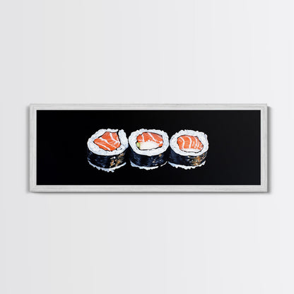 Abstract Sushi Painting Print, Food Art, Framed Canvas Print, Kitchen Decor, Minimalist Kitchen Wall Art, Kitchen Painting, Wall Art For Kitchen