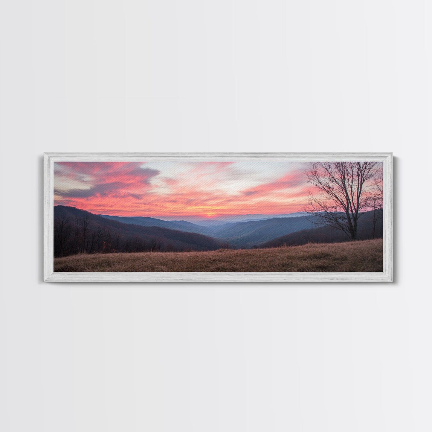 Great Smoky Mountains Panoramic Wall Art Canvas Print, Smoky Mountains Photography Style Wall Art, Landscape Painting