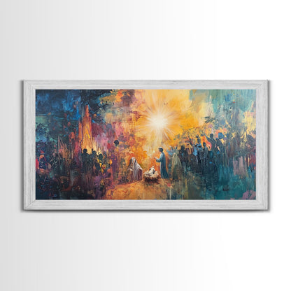 Nativity Painting Canvas Print | Christmas Wall Art | Christian Art | Christian Painting | Nativity Drawing | Nativity Oil Painting | Living Room Art