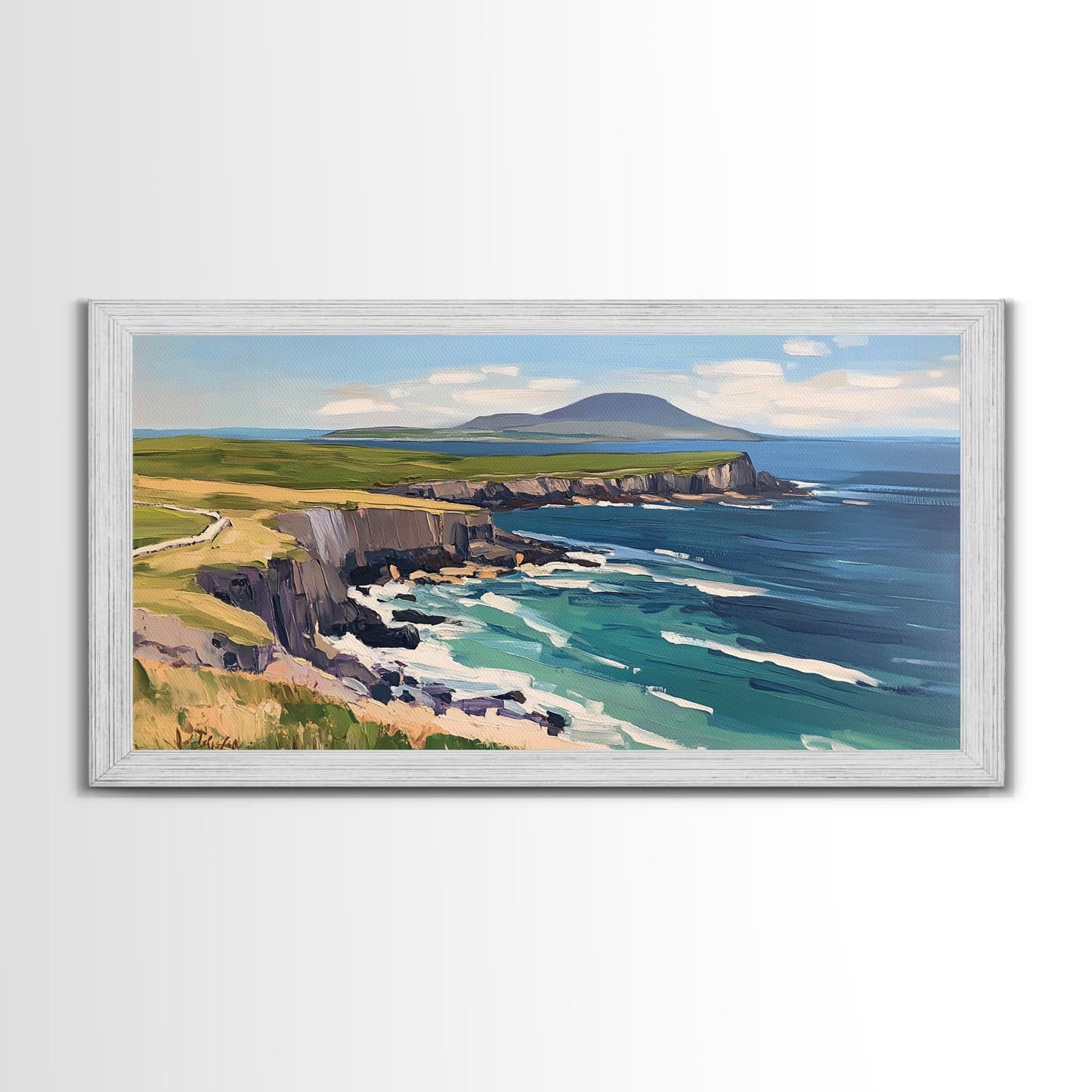Abstract Ireland Landscape Painting Print | Cliffs of Moher | Ready To Hang | Framed or Unframed Landscape Painting | Original Wall Art