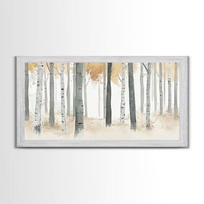 Aspen Trees Oil Painting Print Canvas, Autumn Aspens Print, Muted White Winter Wall Art, Country Farmhouse Wall Decor, Abstract Landscape Art