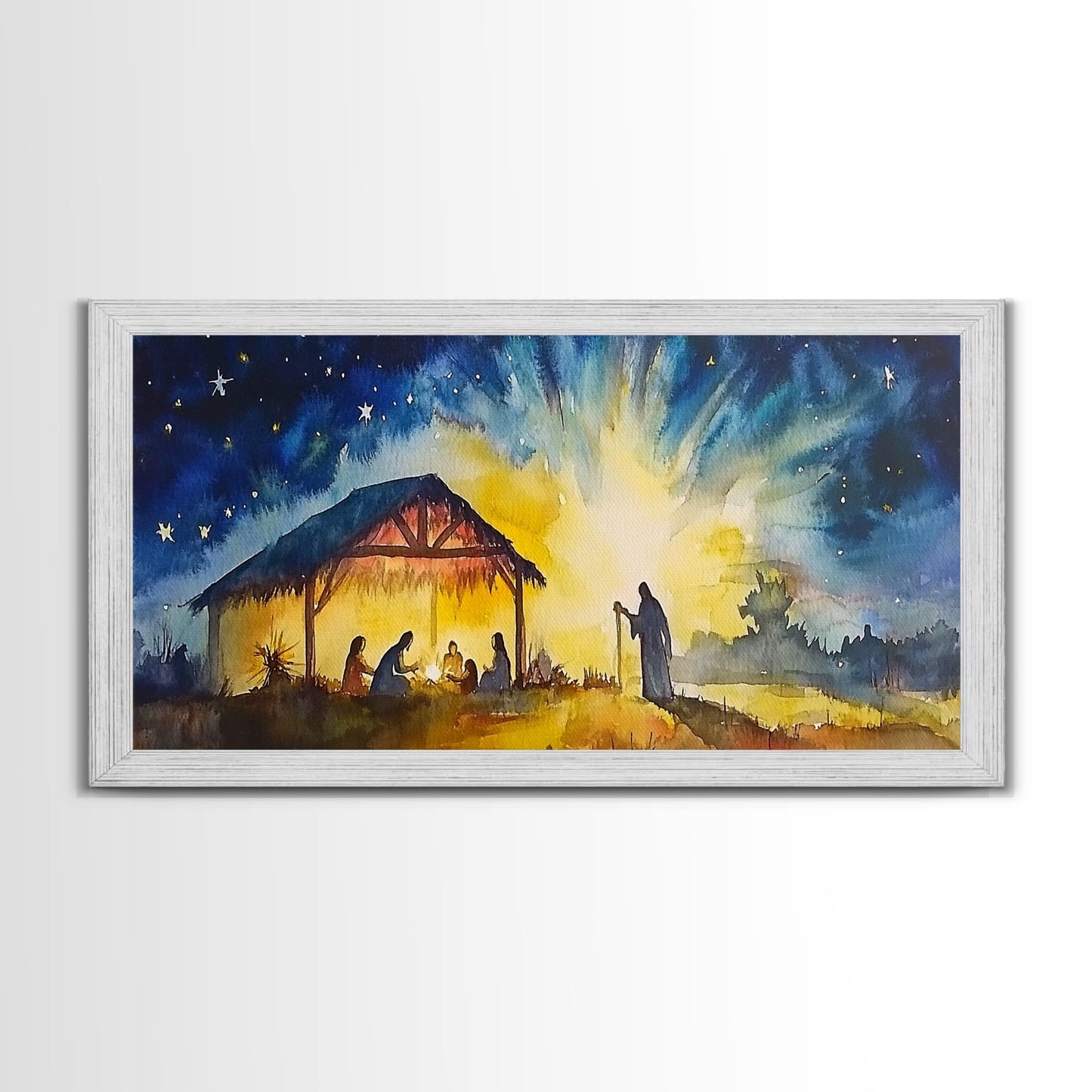 Christmas Wall Art Framed Canvas Print - Nativity Painting - Nativity Decor - Christian Wall Art - Jesus Art - Jesus Painting