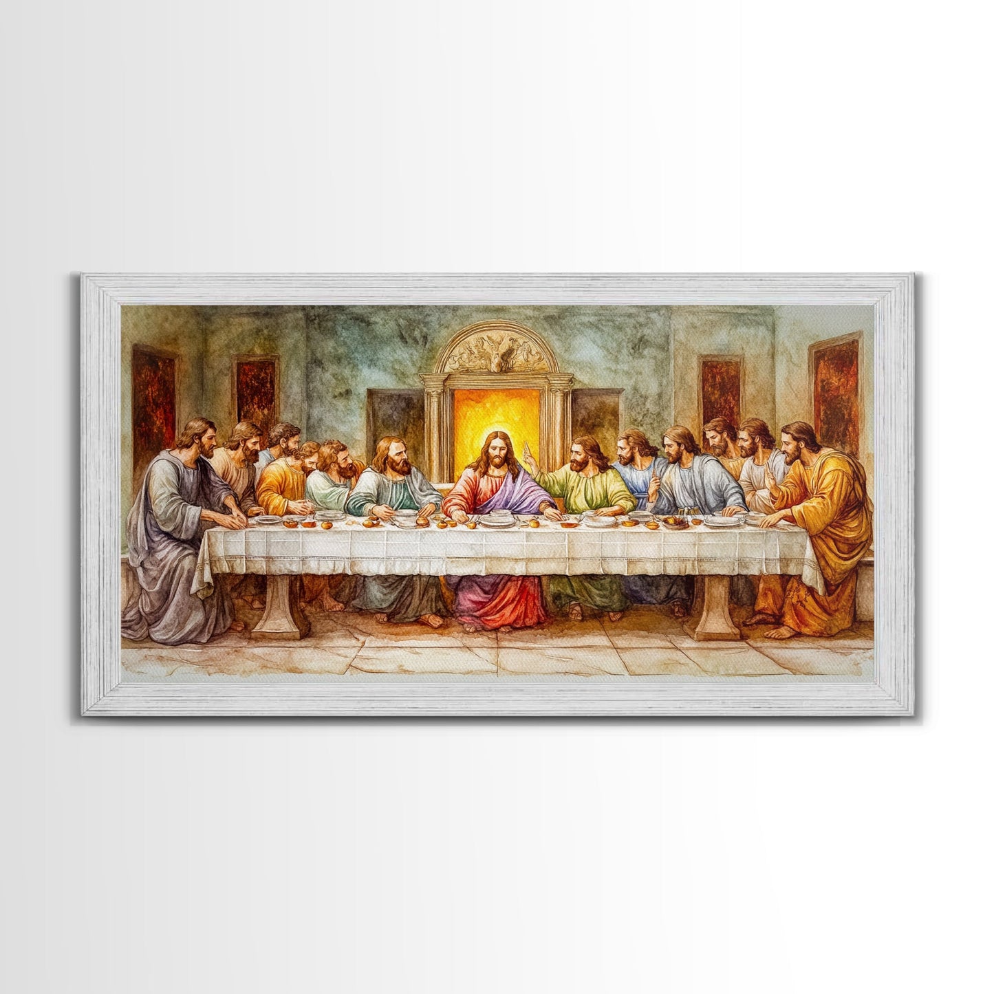 The Last Supper Reimagined - Framed Canvas Print - Christian Wall Art - Christian Decor - Jesus Painting - Jesus Art