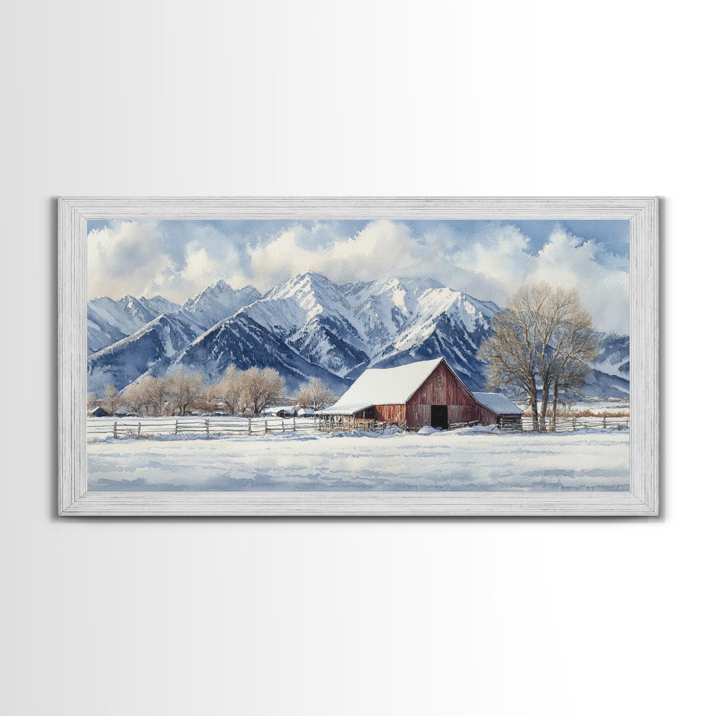 Winter Cabin Oil Painting Print - Rustic Farmhouse Decor - Modern Farmhouse - Cabin Decor - Rural America Oil Painting Print