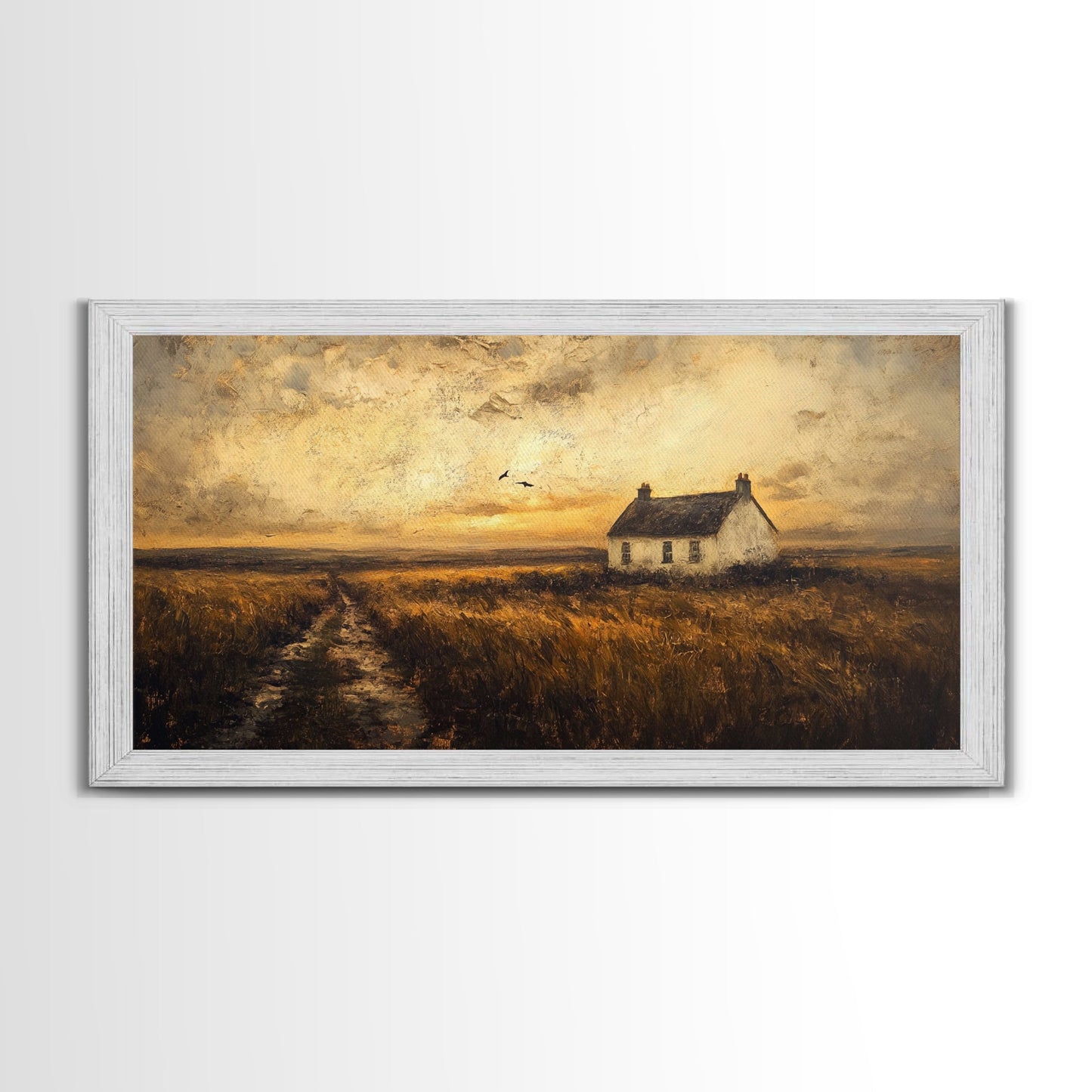 Retro Vintage Farmhouse Painting Print, Cute Rustic Boho Wall Art, Modern Farmhouse Oil Painting Wall Art for Living Room