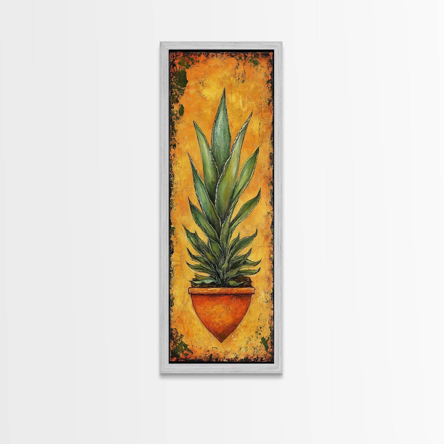 Vibrant Agave in Terra Cotta Framed Canvas Print Rustic Decor Agave Painting Botanical Prints Kitchen Wall Art