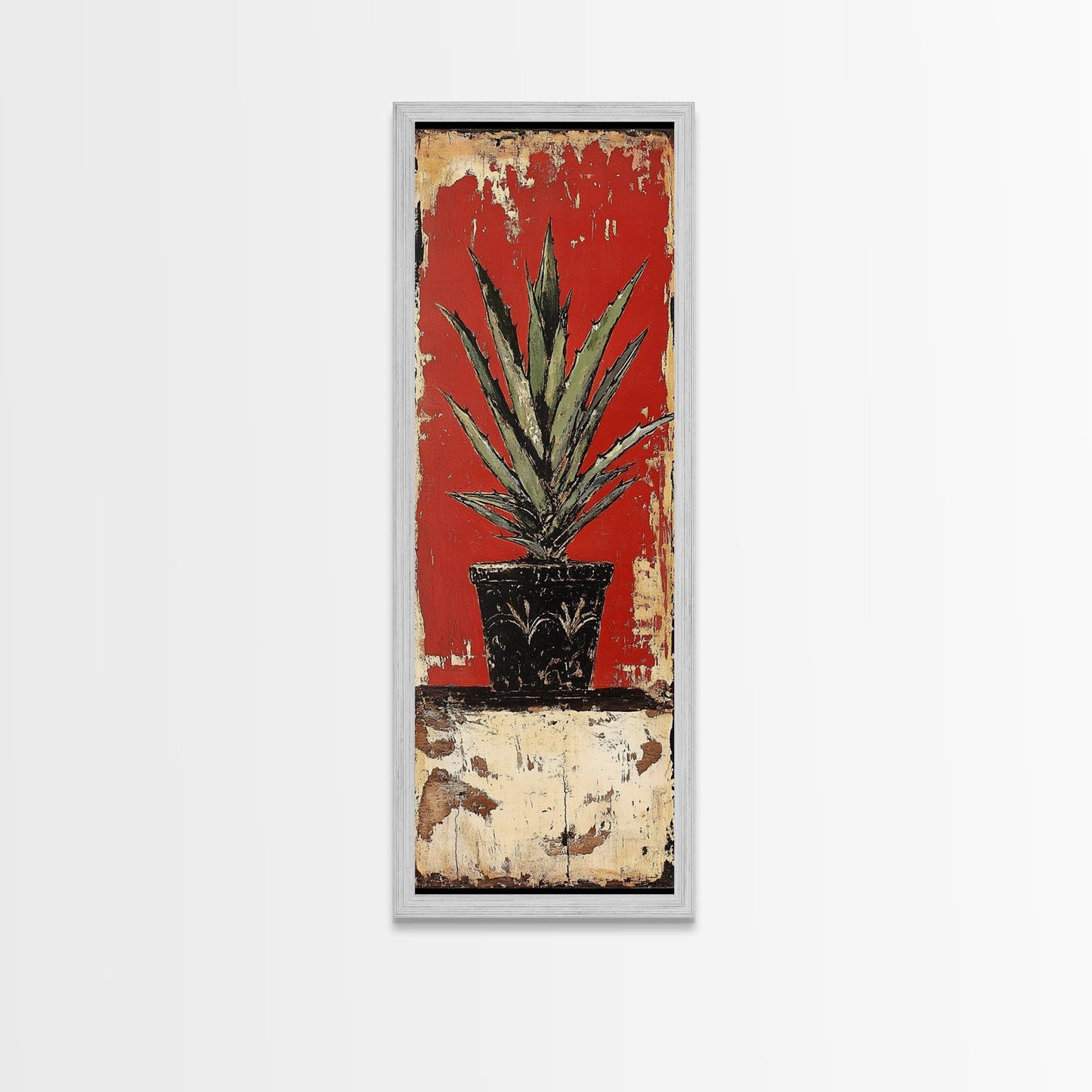 Agave Plant in Red Pot Canvas Print Southwest Wall Art Rustic Decor Botanical Prints Bold Colors Living Room Art