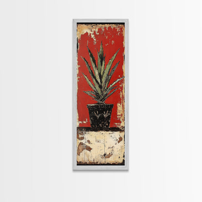 Agave Plant in Red Pot Canvas Print Southwest Wall Art Rustic Decor Botanical Prints Bold Colors Living Room Art