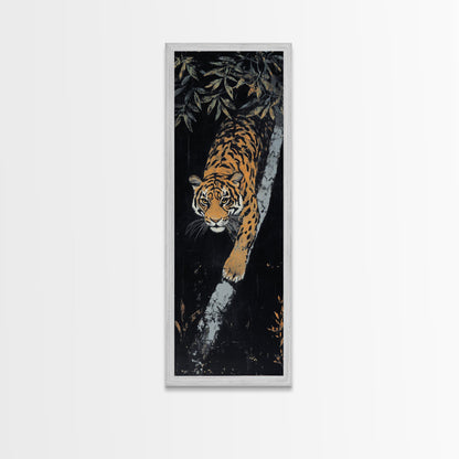 Framed Canvas Print of a Majestic Tiger Stalking Through the Jungle, Above Couch Art, Living Room Decor, African Art, Rustic Decor, Animal Art