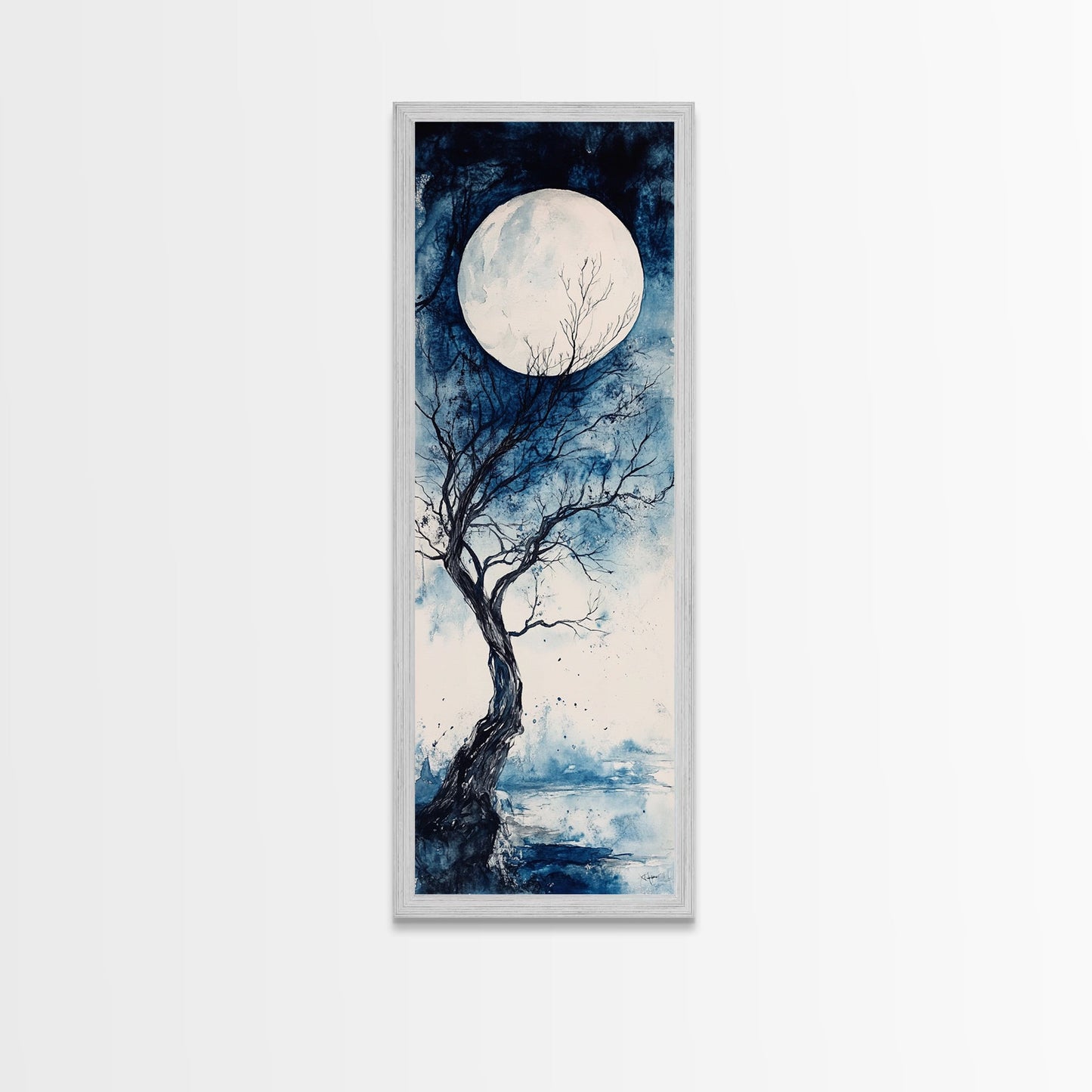 Canvas Print Full Moon with Tree Art, Dark Romance Rustic Wall Decor, Unique Above Couch Art, Moody Bedroom Decor Gift Idea