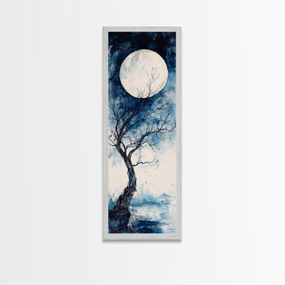 Canvas Print Full Moon with Tree Art, Dark Romance Rustic Wall Decor, Unique Above Couch Art, Moody Bedroom Decor Gift Idea