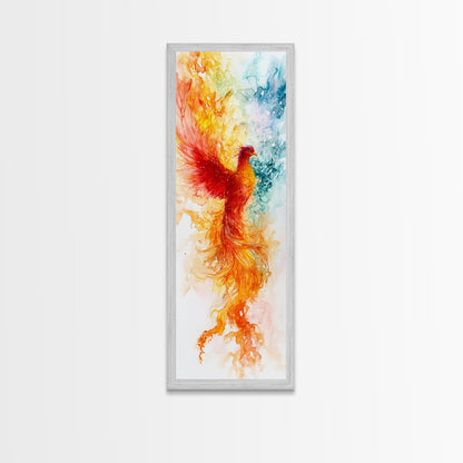Ethereal Phoenix Rising from the Ashes in Subtle Pastel Shades – Mystical Bird Canvas Print, Ideal Wall Art for Calm and Cozy Spaces