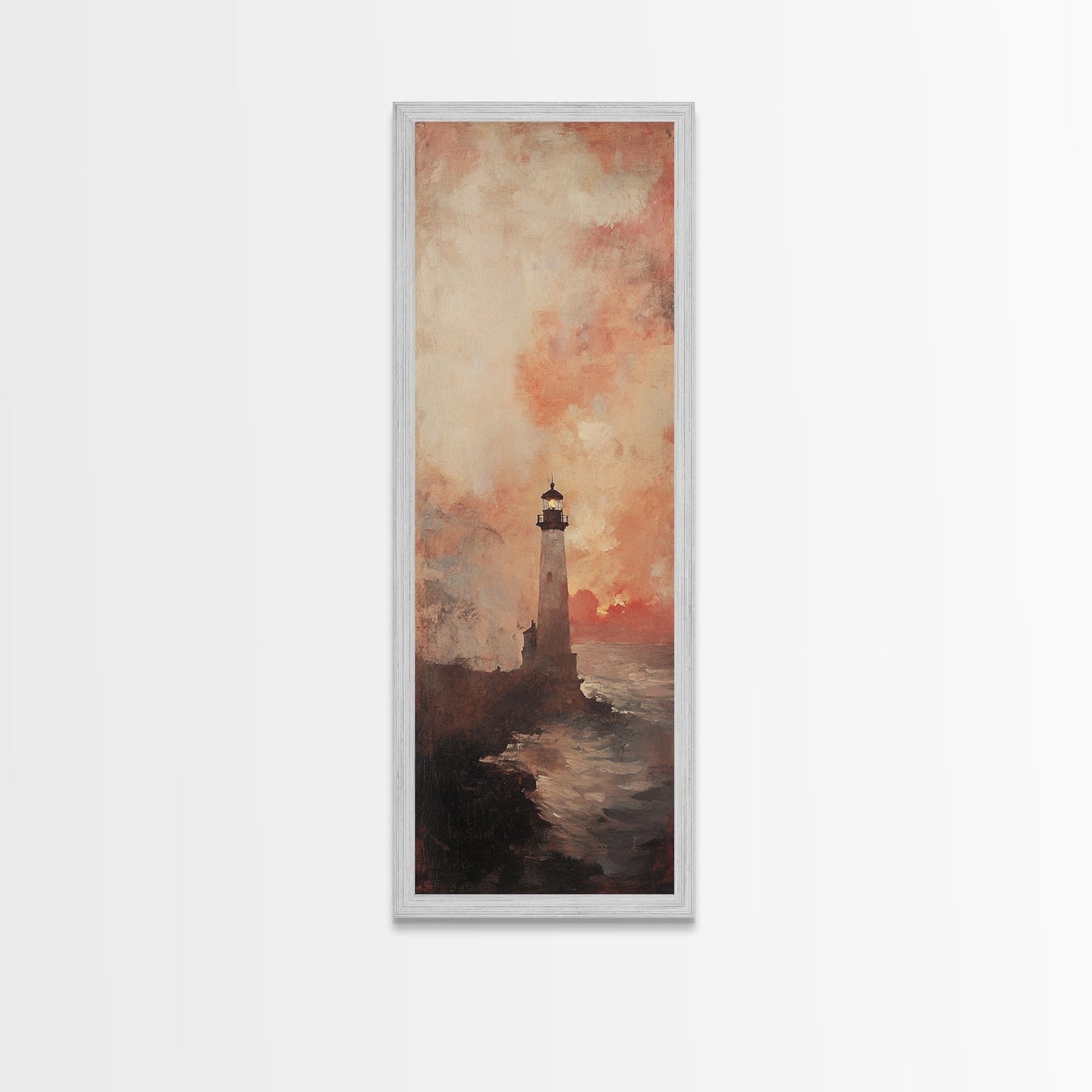 Lighthouse Wall Art Framed Canvas Print - Sunset Wall Art - Coastal Decor - Nautical Decor