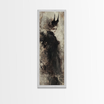 Framed Canvas Print of Dark Angels Wall Art with Gothic Aesthetic, Moody Art, Ozymandias Art, Unique Gift Idea, Long Narrow Wall Art, Tall Skinny Art