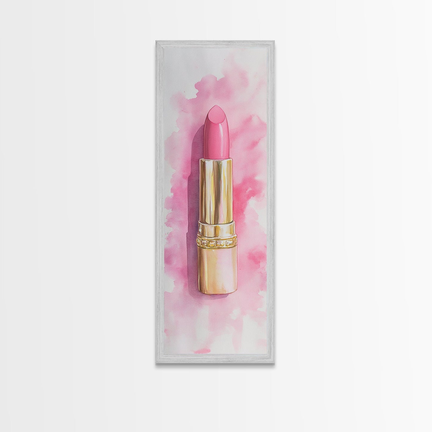 Pink Lipstick Canvas Print Feminine Pink Abstract Art Light Pink Wall Art Whimsical Art Rustic Decor Vertical Gift Idea Above Sofa