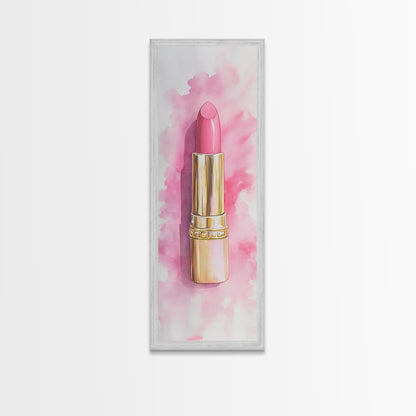 Pink Lipstick Canvas Print Feminine Pink Abstract Art Light Pink Wall Art Whimsical Art Rustic Decor Vertical Gift Idea Above Sofa