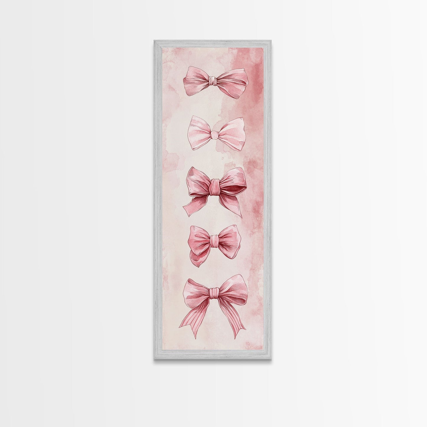 Bow Illustration Canvas Print Pink Whimsical Art Light Abstract Wall Art Vertical Art Feminine Gift Idea Bedroom Rustic Dorm Decor