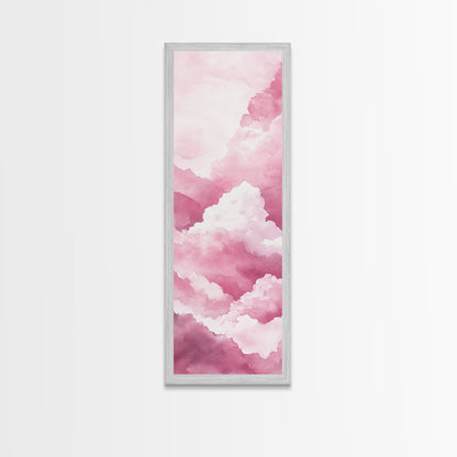 Dreamy Pink Clouds Canvas Print Light Pink Wall Art Vertical Living Room Art Minimalist Decor Bedroom Above Bed Wabi Sabi Art