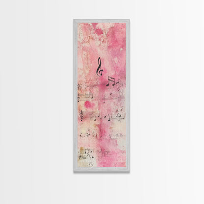 Musical Notes Abstract Canvas Print Pink Abstract Art Whimsical Art Rustic Decor Gift Idea Music Lovers Light Pink Wall Art