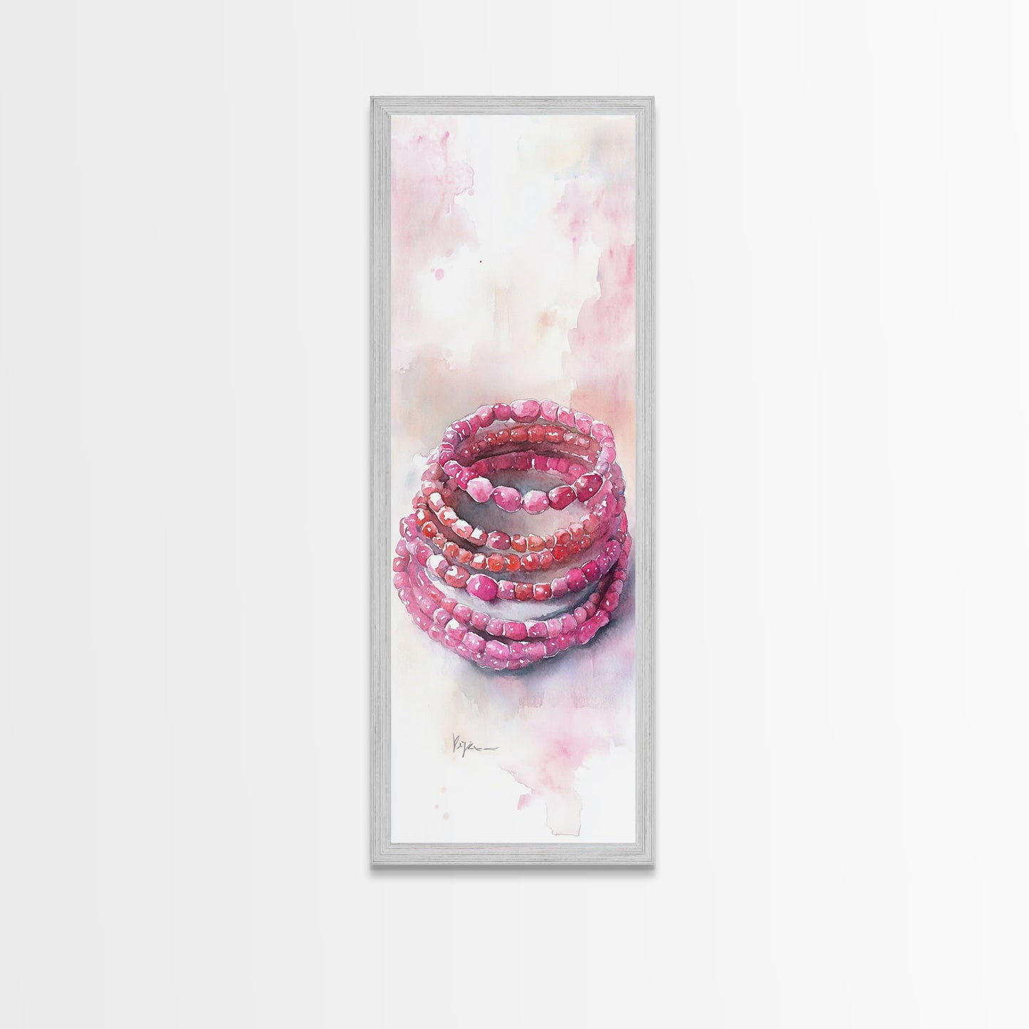 Gemstone Stack Canvas Print Whimsical Watercolor Art Pink Crystal Wall Art Bedroom Decor Gem Lover Unique Living Room Art